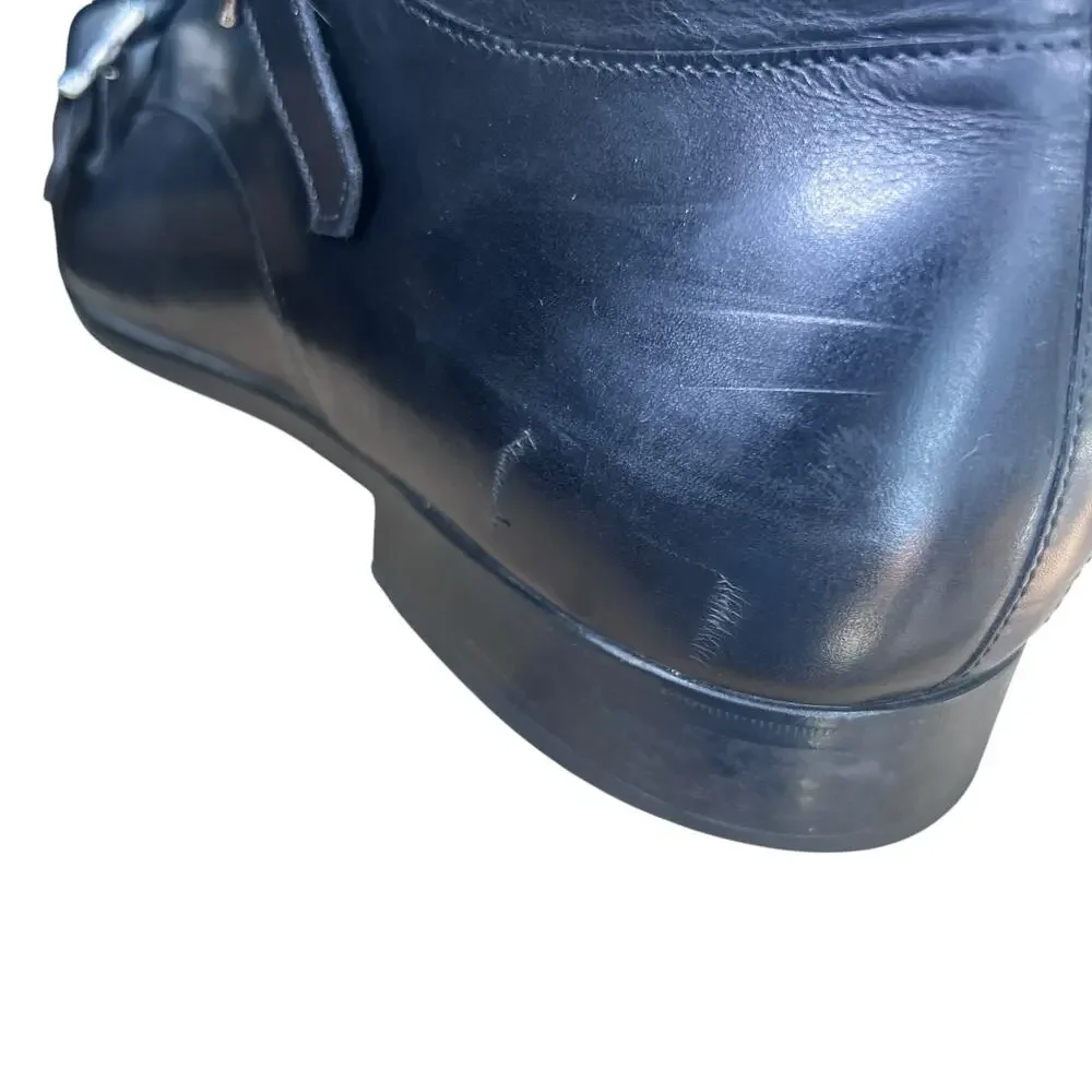 Paul Evans The Heston Double Monk Strap Italy Black Leather Boots Size 12 US 13